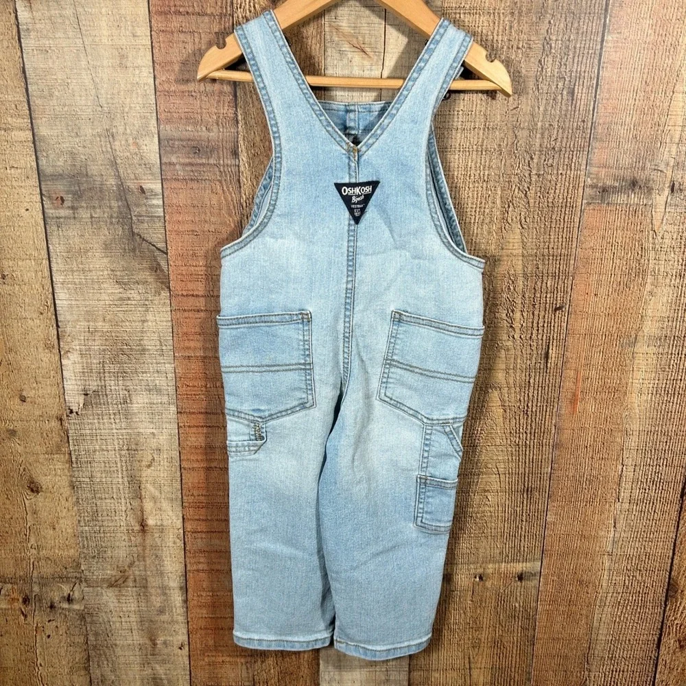 OshKosh B'gosh 2T Denim Overalls Light Wash Toddler Bib Carpenter Jeans
